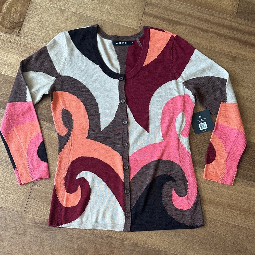 Women's Multicolor Patterned Cardigan Sweater